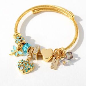 Gold and Blue Charm Bracelet